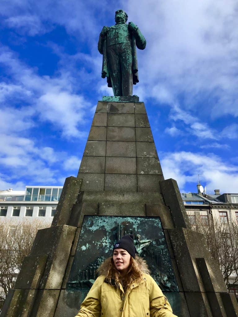 Woman leading tour in iceland