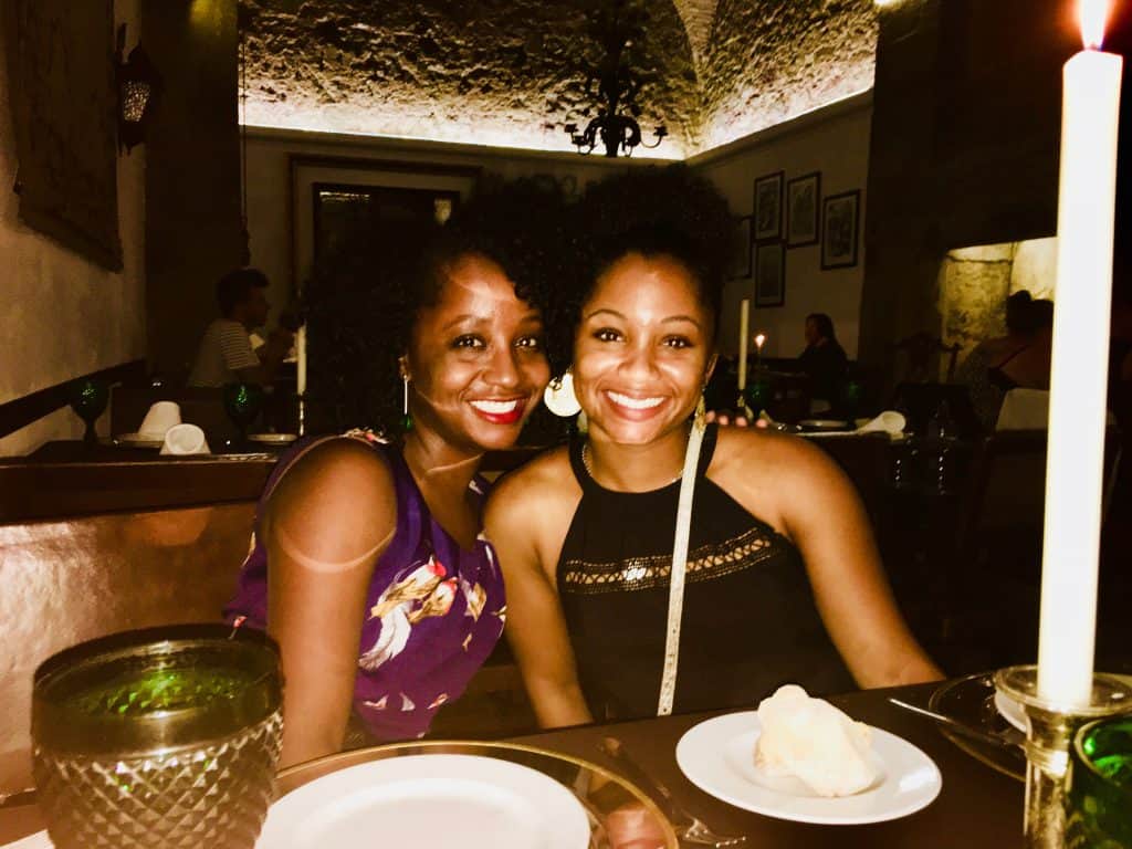 Two women at restaurant