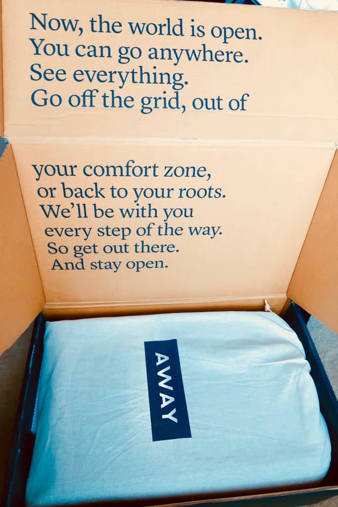 Away luggage in packaging 