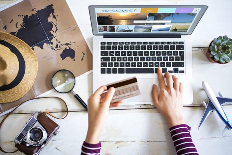 Travel planning concept on table