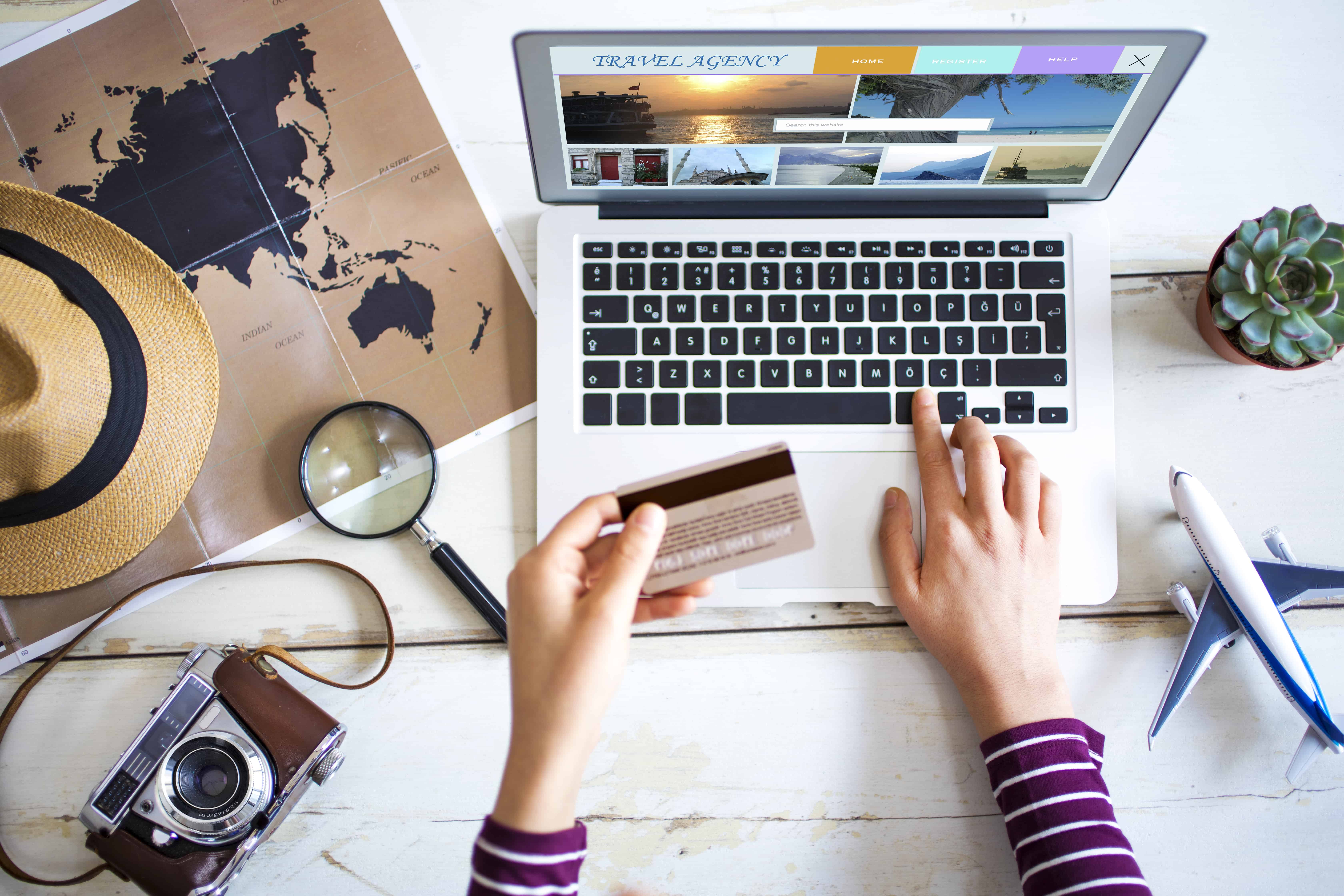 Travel planning concept on table