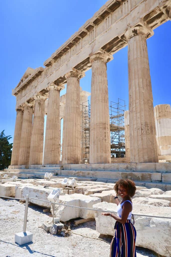 Woman in front of Parthenon