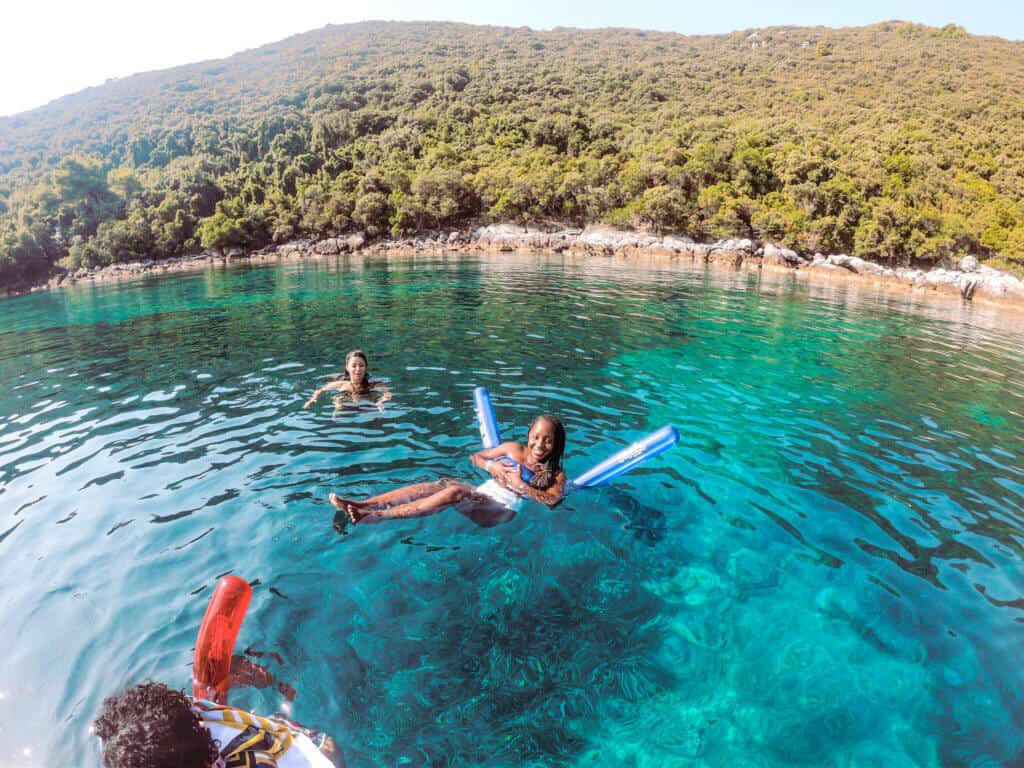 Woman swimming off Dalmatian coast
