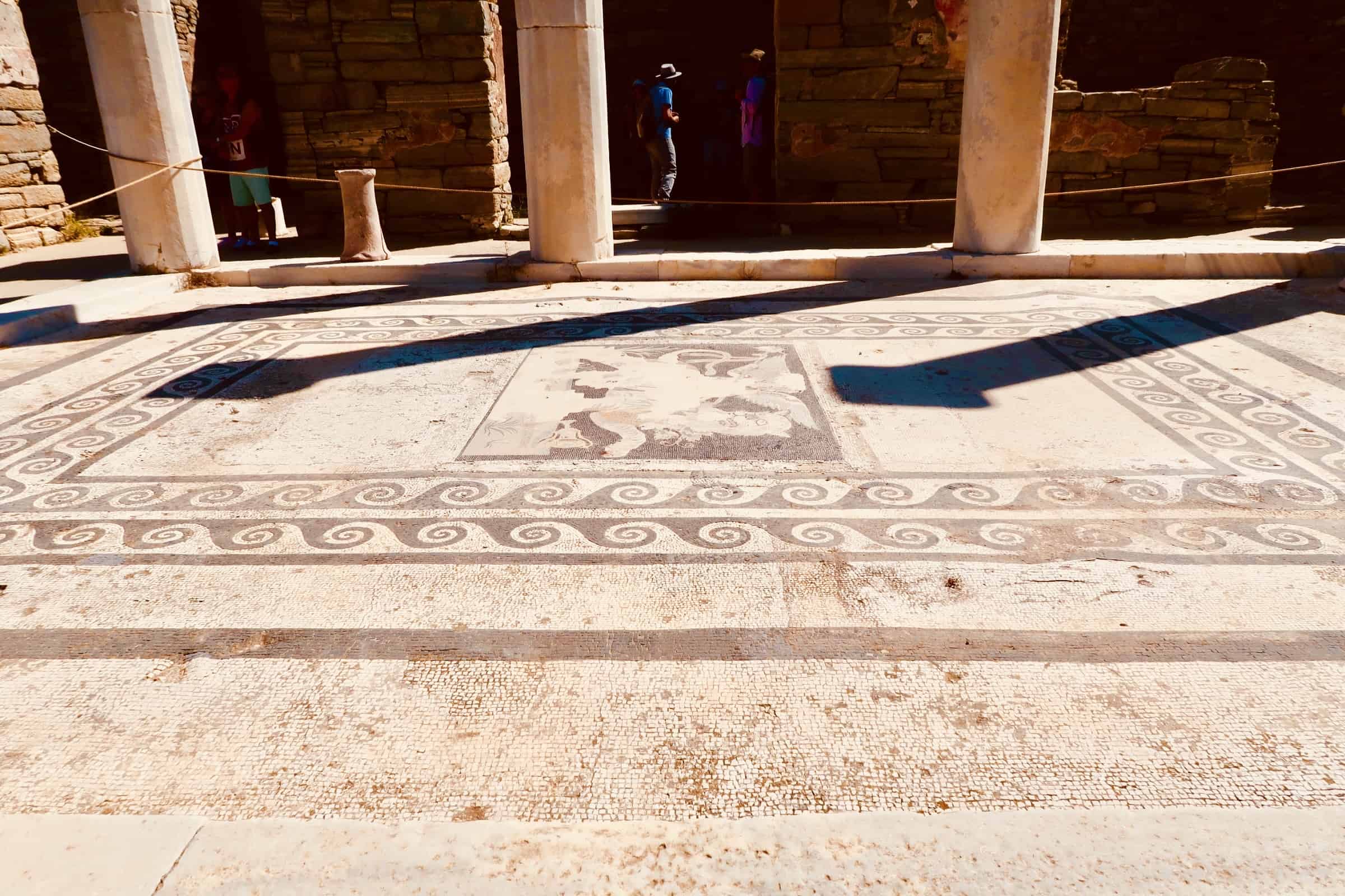 Mosaics in the home of a former Delos resident