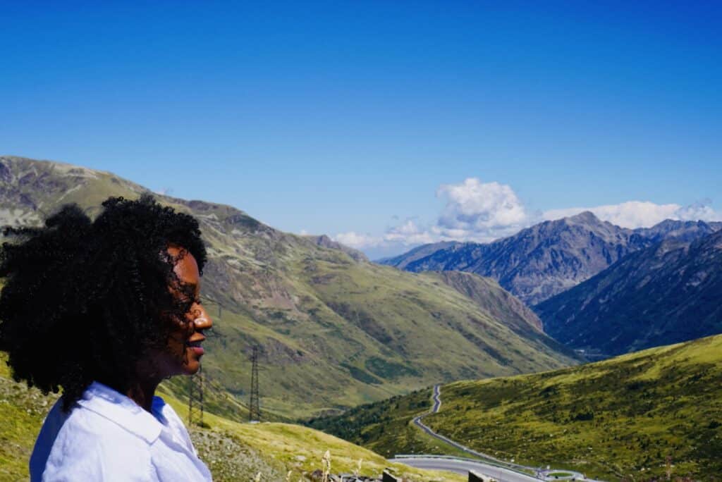 Andorra Pyranees Mountains with Black Woman