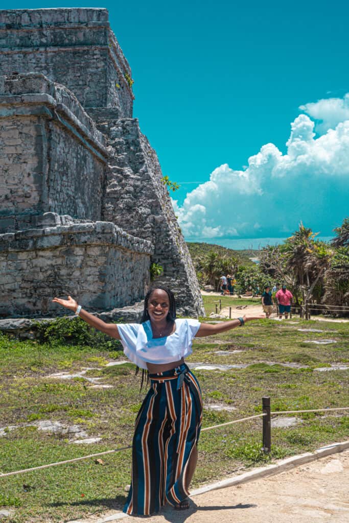 Black woman at Tulum Ruins