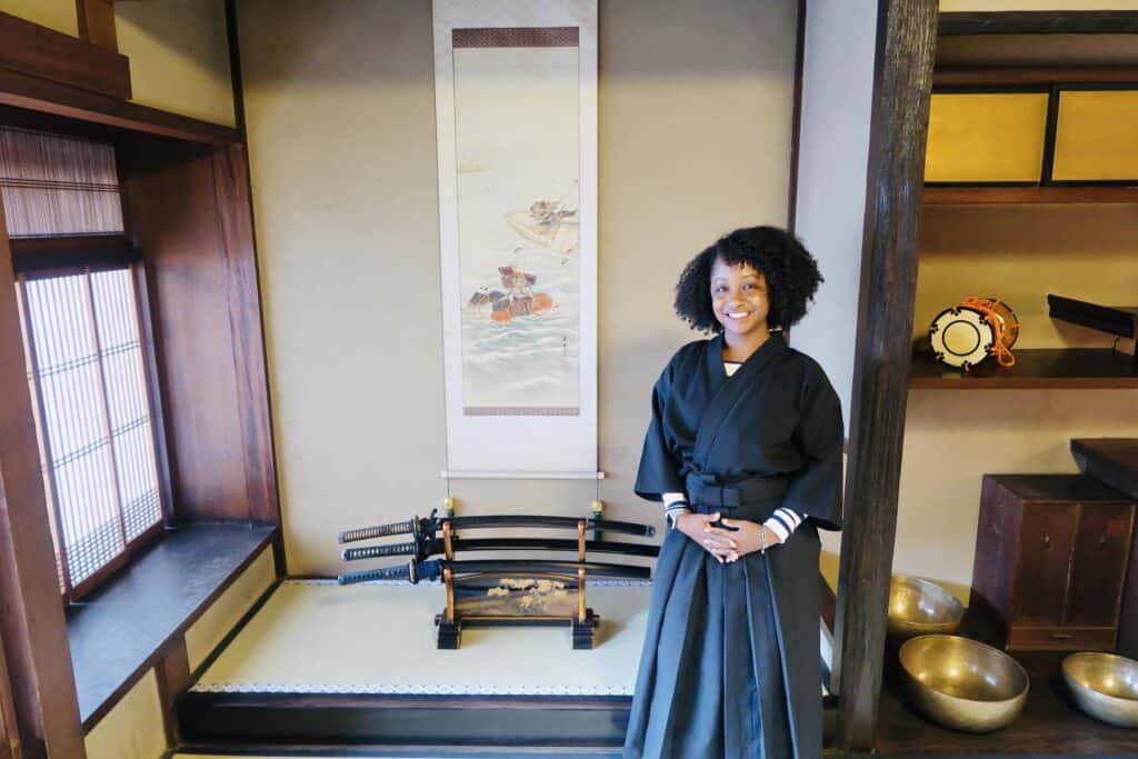 Black woman dressed as a samurai