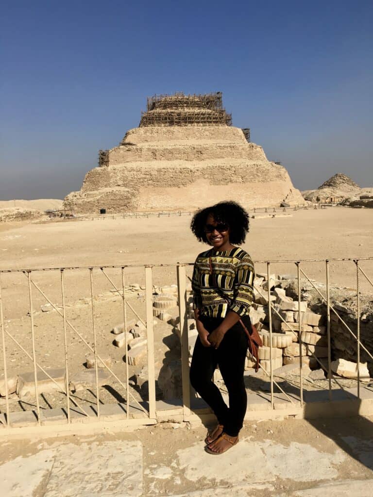 Black woman at Step Pyramid of Djoser