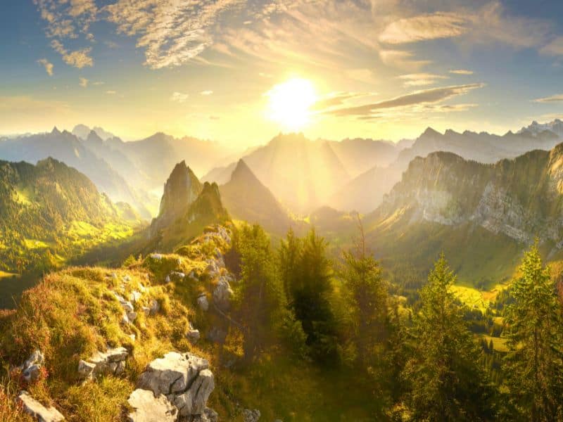 Sunrise in the mountains